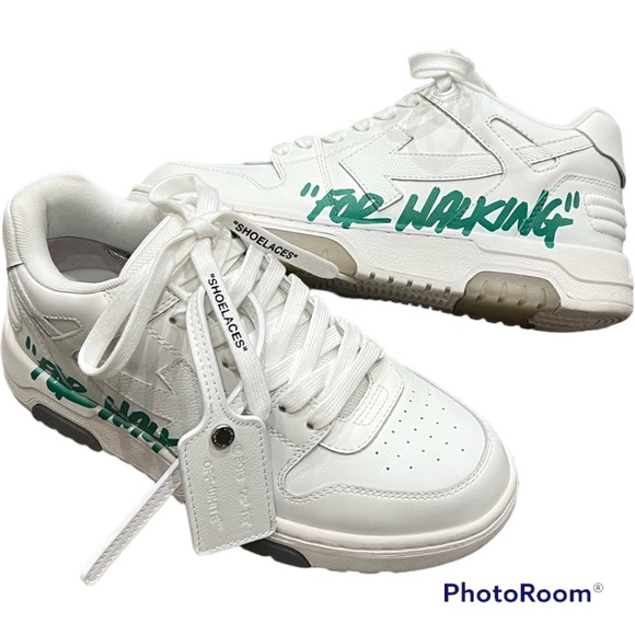 💚☘️Off-White “Out of Office For Walking” sneakers w/ green 39 8.5 Like New☘️💚 - Picture 2 of 7